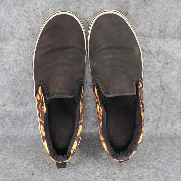 Vans Shoes Kids 6 Sneakers Asher Slip On Skate Black Orange Flame Casual Canvas - Picture 7 of 16